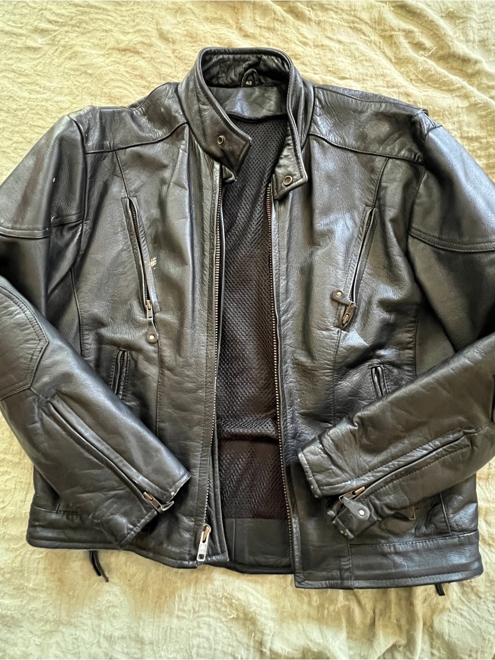 Unbranded Mens Heavyweight Genuine Black Leather Motorcycle Full Zip Jacket